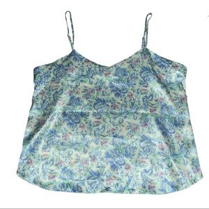 Blue/multicolor floral silky tank top